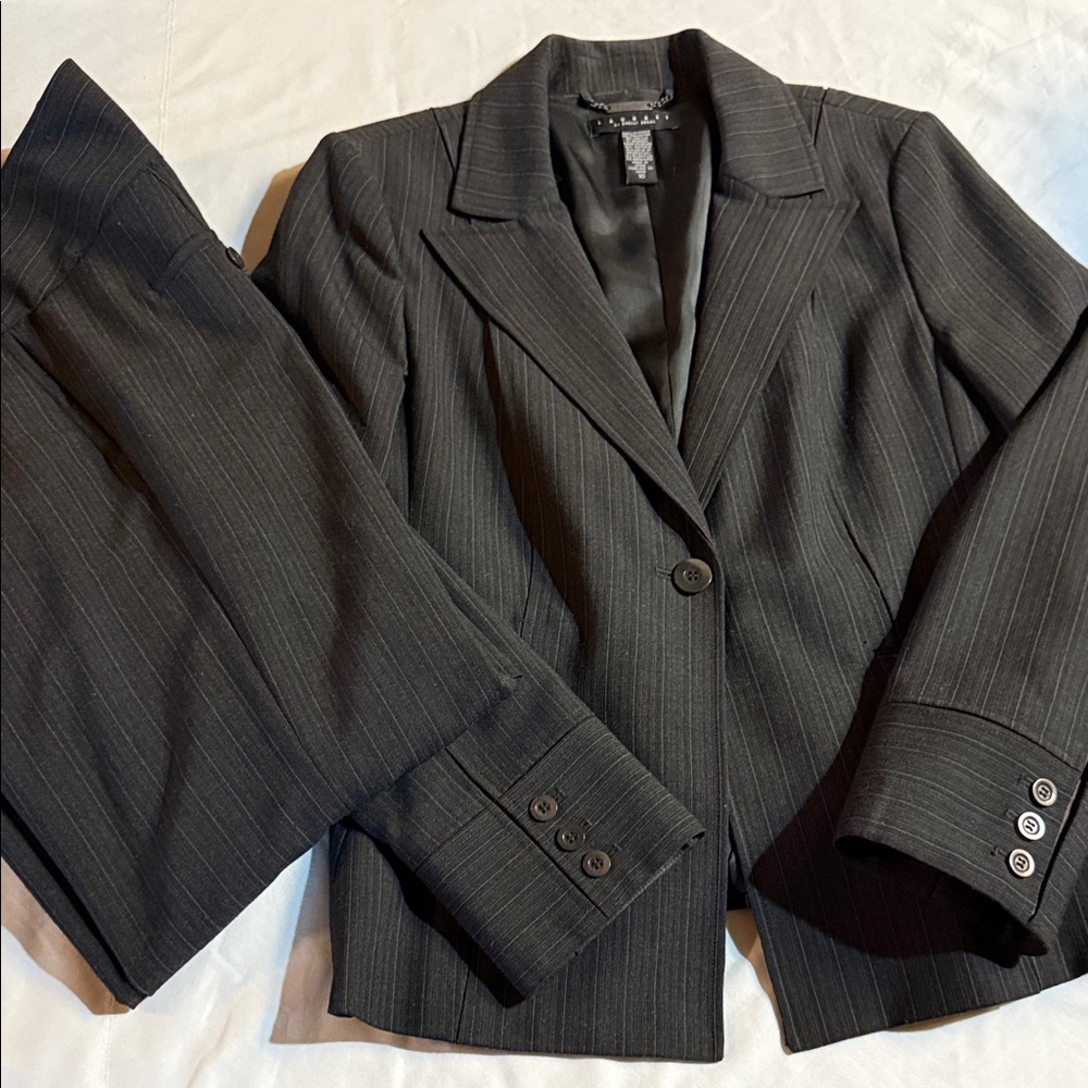 Laundry By Shelli Segal Charcoal Pinstripe Pantsuit